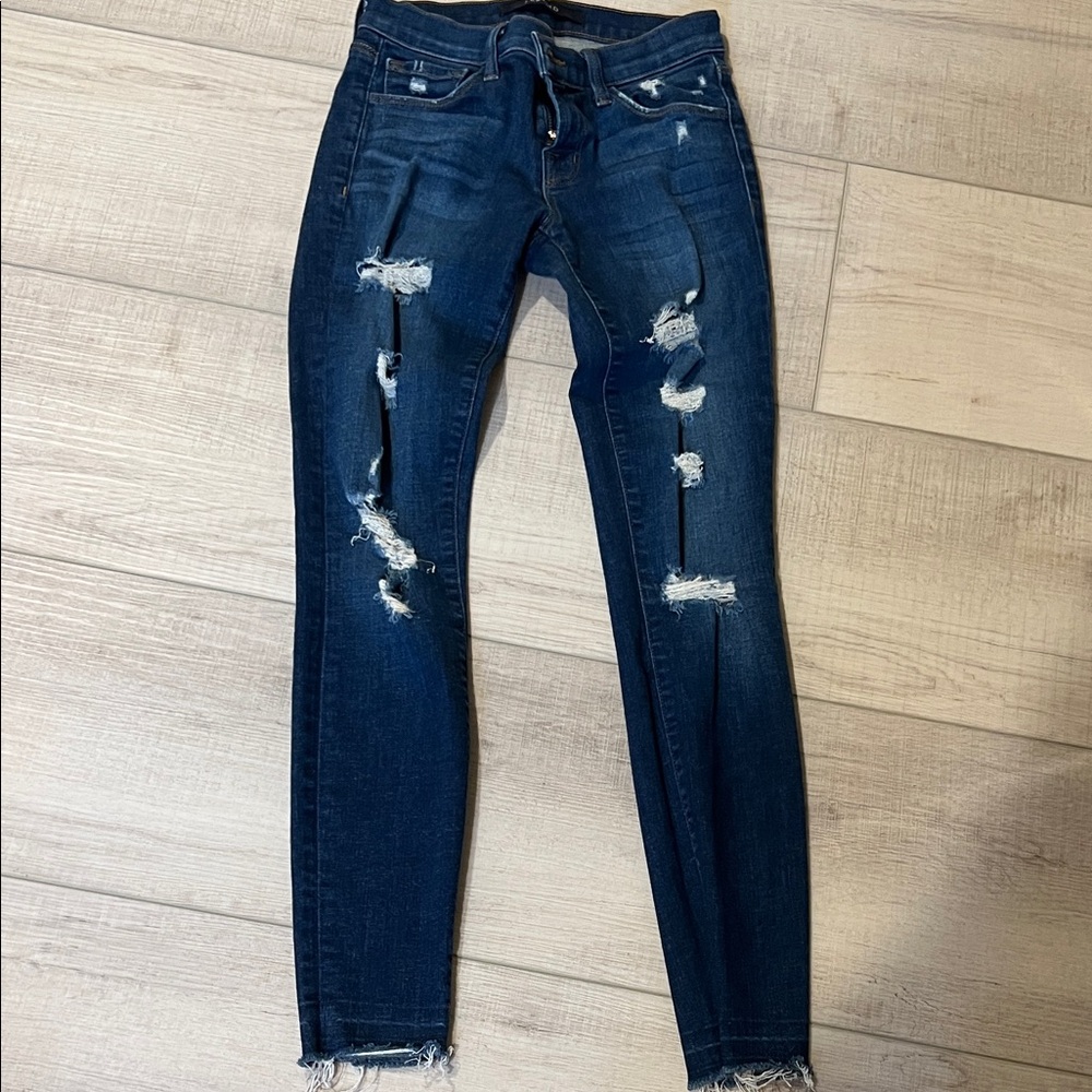 J Brand Midnight Blue Ripped Skinny Jeans